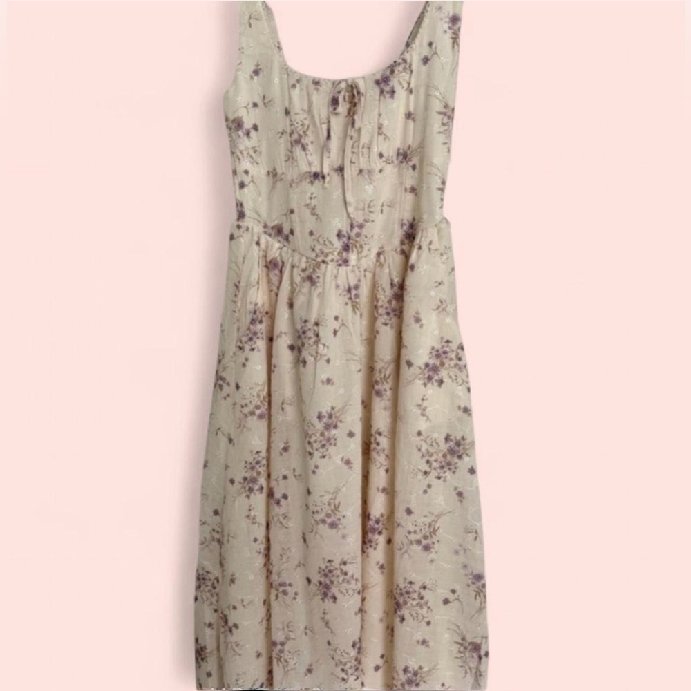 Jessica Simpson Cream Midi Dress with Purple Floral Print - Picture 13 of 13